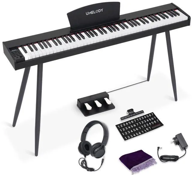 Main image of 88 Key Digital Piano with Semi-Weighted Keys, Full Size Electric Keyboard for Beginners & Adults, Realistic Touch, Built-in Speakers, Sustain Pedal, Ideal for Home Practice & Learning, Black