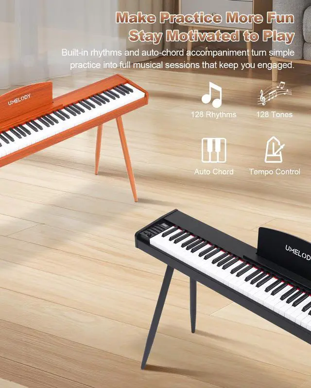 Alt view image 5 of 7 - 88 Key Digital Piano with Semi-Weighted Keys, Full Size Electric Keyboard for Beginners & Adults, Realistic Touch, Built-in Speakers, Sustain Pedal, Ideal for Home Practice & Learning, Black