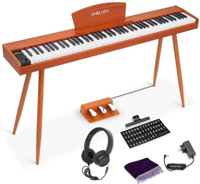Main image of 88 Key Digital Piano with Semi-Weighted Keys, Full Size Electric Keyboard for Beginners & Adults, Realistic Touch, Built-in Speakers, Sustain Pedal, Ideal for Home Practice & Learning, Brown