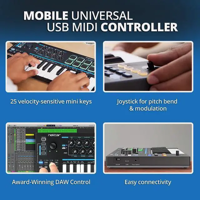 Alt view image 2 of 7 - Impact LX Mini - USB MIDI Controller Keyboard with DAW Integration Black