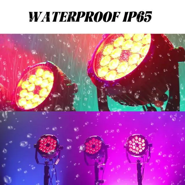 Alt view image 2 of 7 - Outdoor Waterproof Par Lights, IP65 Stage Light, LED Uplights with DMX512 Sound Activated, DJ Lighting for Christmas Event Party Wedding Disco (2, 4 Colors Mixed)