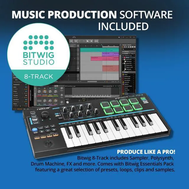 Alt view image 7 of 7 - Impact LX Mini - USB MIDI Controller Keyboard with DAW Integration Black