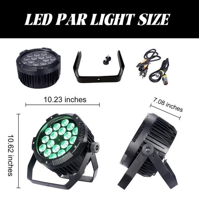 Alt view image 5 of 7 - Outdoor Waterproof Par Lights, IP65 Stage Light, LED Uplights with DMX512 Sound Activated, DJ Lighting for Christmas Event Party Wedding Disco (2, 4 Colors Mixed)