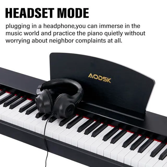 Alt view image 3 of 6 - 88 Keys Digital Piano, Electric Piano Full-size Semi Weighted Keyboard For Beginners, 128 Tones & Rhythms, MIDI/USB Connectivity, Headphone Jack