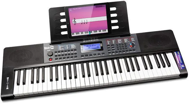 Main image of RJ461 61 Key Keyboard Piano with Pitch Bend for Beginners | Beginner electric keyboard piano with pitch bend, power supply, note stickers and Simply Piano lessons for all ages