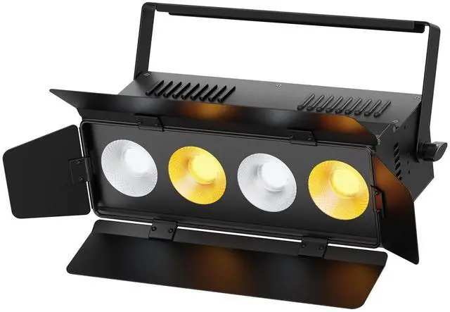 Main image of Stage Lights with Barn Doors, 4x50W LED Par Can Lights DMX512 Sound Activated, Cool White and Warm White COB Spotlights Uplights for Events Wedding Parties Concert Church Theater Stage