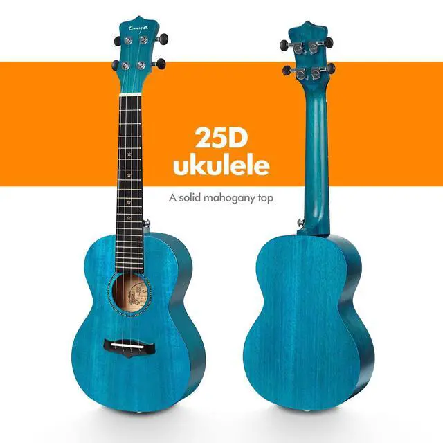 Alt view image 2 of 7 - EUC-25D 23 Inch Concert Ukulele, Solid Mahogany Top, Blue | Beginner Ukulele Kit with Gig Bag, Capo, Tuner, Strap and Picks, for Adults, Students, Lessons, Practice and Travel
