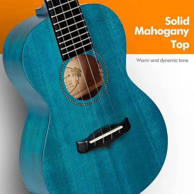 Alt view image 5 of 7 - EUC-25D 23 Inch Concert Ukulele, Solid Mahogany Top, Blue | Beginner Ukulele Kit with Gig Bag, Capo, Tuner, Strap and Picks, for Adults, Students, Lessons, Practice and Travel