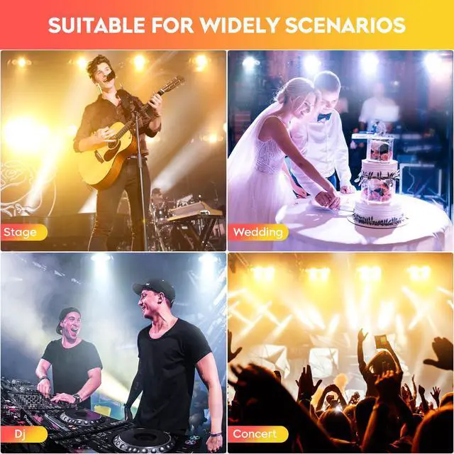 Alt view image 7 of 7 - Stage Lights with Barn Doors, 4x50W LED Par Can Lights DMX512 Sound Activated, Cool White and Warm White COB Spotlights Uplights for Events Wedding Parties Concert Church Theater Stage