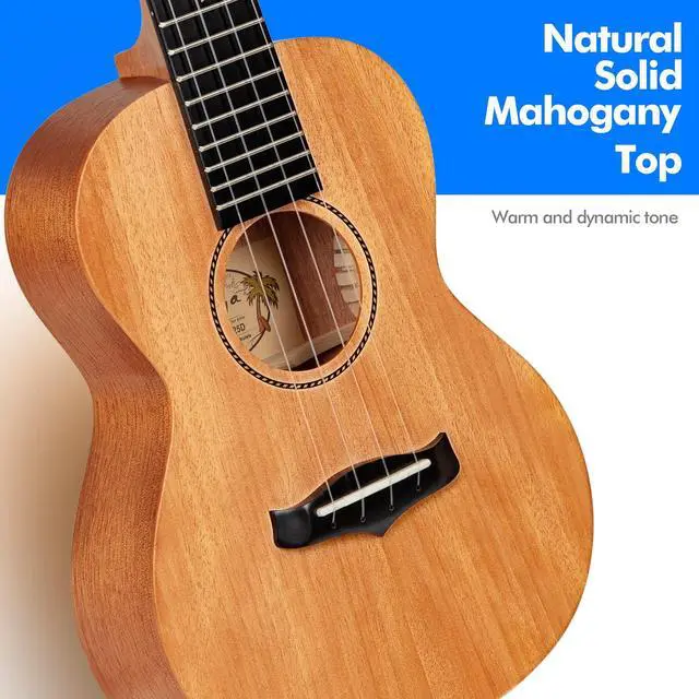 Alt view image 4 of 6 - EUC-25D 23 Inch Concert Ukulele, Solid Mahogany Top, Natural | Beginner Ukulele Kit with Gig Bag, Capo, Strap and Picks, for Adults, Students, Lessons, Practice and Travel