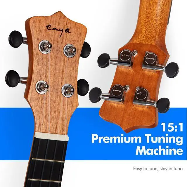 Alt view image 3 of 6 - EUC-25D 23 Inch Concert Ukulele, Solid Mahogany Top, Natural | Beginner Ukulele Kit with Gig Bag, Capo, Strap and Picks, for Adults, Students, Lessons, Practice and Travel