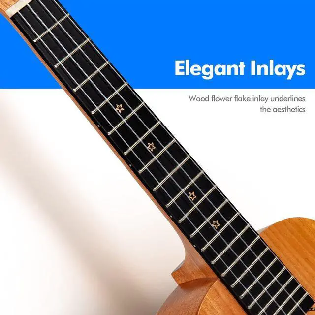 Alt view image 5 of 6 - EUC-25D 23 Inch Concert Ukulele, Solid Mahogany Top, Natural | Beginner Ukulele Kit with Gig Bag, Capo, Strap and Picks, for Adults, Students, Lessons, Practice and Travel