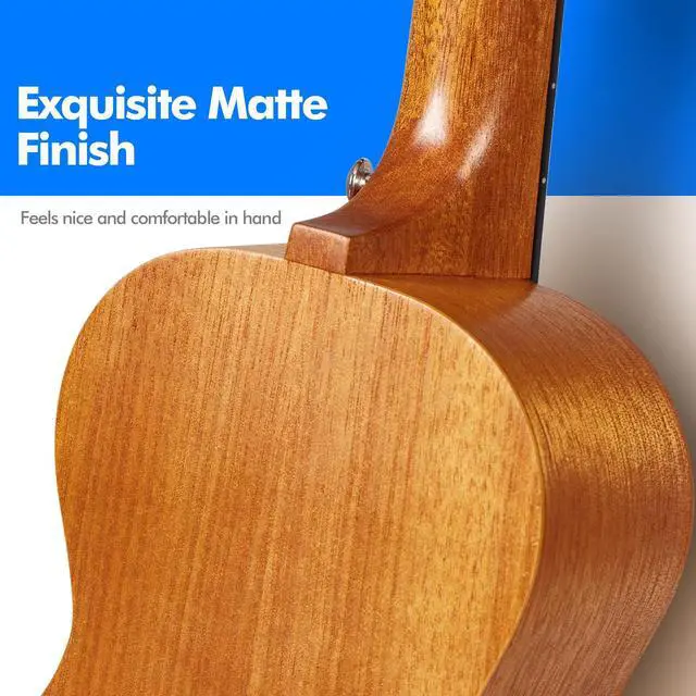 Alt view image 6 of 6 - EUC-25D 23 Inch Concert Ukulele, Solid Mahogany Top, Natural | Beginner Ukulele Kit with Gig Bag, Capo, Strap and Picks, for Adults, Students, Lessons, Practice and Travel
