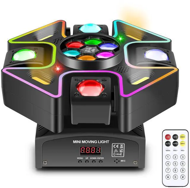 Main image of Moving Head DJ Lights,120W LED Stage Light with RGB Light Strip Feature 4 Arms Beam,Bee-Eyes Effect,Luces DJ Profesional Supports Starlight,Sound Activated