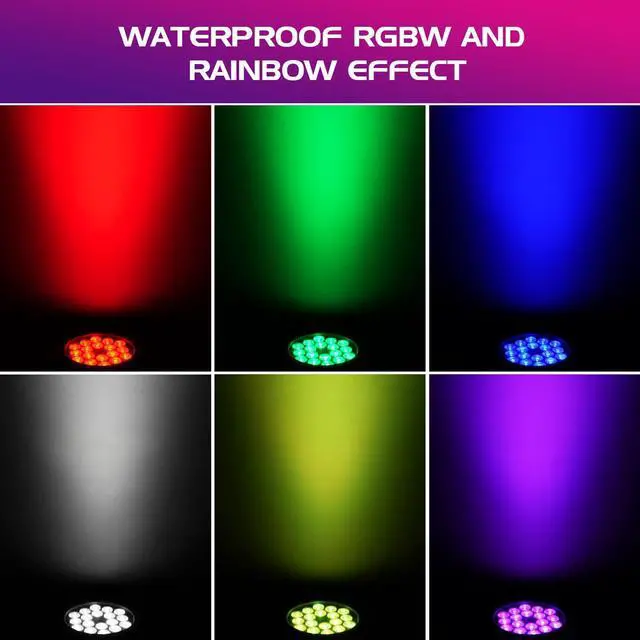 Alt view image 3 of 7 - Waterproof LED Par Light 18X18W RGBW IP67 Stage Light, DMX512 Sound Activated LED Stage Lights for Outdoor Club KTV Music Show Wedding Christmas Church Stage