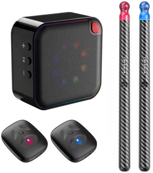 Main image of Upgraded Air Drumsticks with Speaker, Virtual Drum Sticks, Electronic Drum Set & Pedals & Bluetooth Adapter & 8 Sounds, 3D Motion Sensing RGB, for Home & Party Adults, Kids (Carbon Fiber Black)