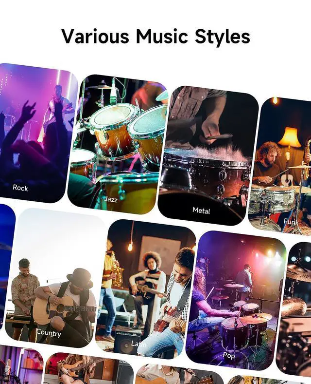 Alt view image 7 of 7 - Upgraded Air Drumsticks with Speaker, Virtual Drum Sticks, Electronic Drum Set & Pedals & Bluetooth Adapter & 8 Sounds, 3D Motion Sensing RGB, for Home & Party Adults, Kids (Carbon Fiber Black)