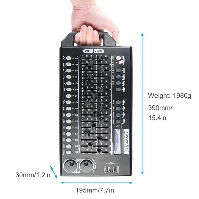 Alt view image 5 of 7 - DMX 512 Stage Light Controller - 512 Channel DMX Lights Controller with Built-in Program and RDM Dip Switch Function