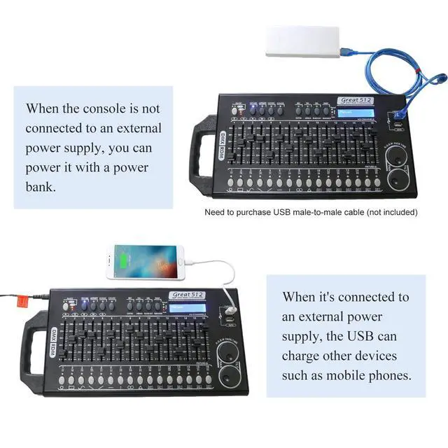 Alt view image 3 of 7 - DMX 512 Stage Light Controller - 512 Channel DMX Lights Controller with Built-in Program and RDM Dip Switch Function
