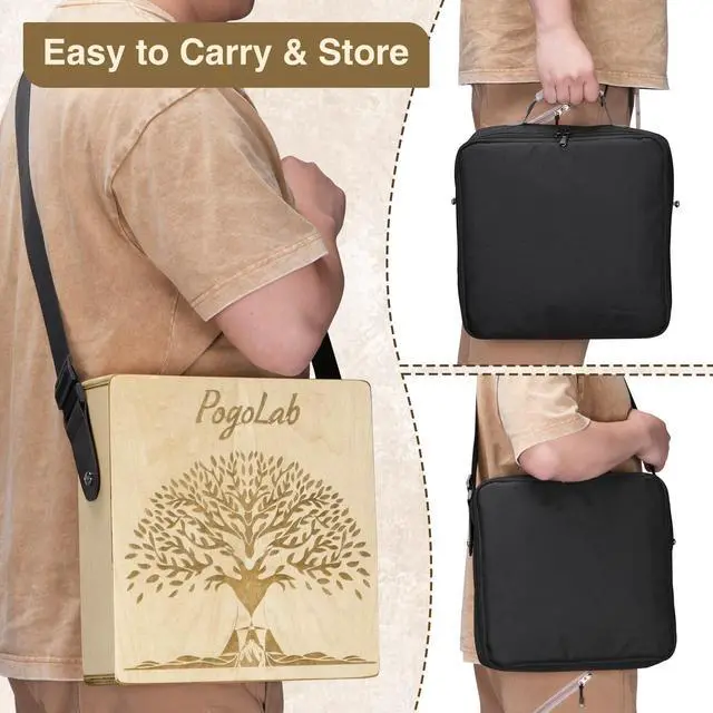 Alt view image 5 of 7 - Portable Cajon, Multi-Tone Travel Drum Box with Storage Bag & Detachable Snare Drum Strap, Exquisite Carved Patterns, Beautiful Percussion Instrument Gift