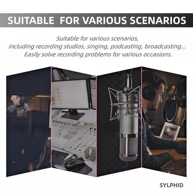 Alt view image 7 of 7 - Microphone Isolation Shield with Pop Filter & Stand and Phone Clip, Foldable Triple Layer Sound Proofing, Studio Mic Cover for Recording, Podcasting, Streaming, Singing, YouTube Videos Red
