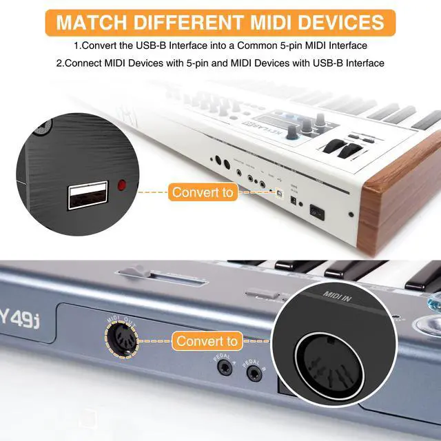 Alt view image 4 of 7 - Upgraded USB Host MIDI Interface, 1-in and 1-out, High Speed USB to MIDI Converter, Standard MIDI 16 Channels, Compatible with USB1.0/1.1 (UMH-21)