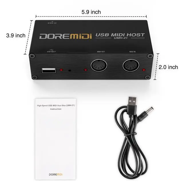 Alt view image 7 of 7 - Upgraded USB Host MIDI Interface, 1-in and 1-out, High Speed USB to MIDI Converter, Standard MIDI 16 Channels, Compatible with USB1.0/1.1 (UMH-21)