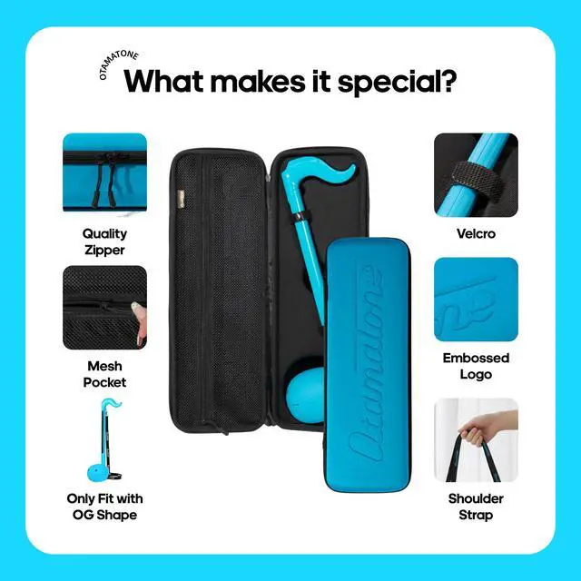 Alt view image 5 of 7 - Official Portable Case for Deluxe Size (17.25 inch) - Blue | Musical Instrument Toy Hard Shell Cover, Smooth Fitted Protective Interior with Official Logo Strap, Inner Sipper Pouch
