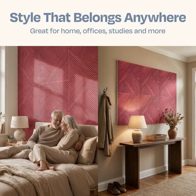 Alt view image 6 of 7 - XL Acoustic Wall Panels 6-Pack Decorative Acoustic Panels High Density Sound Absorbing Wall Art 70.86X47.24 Inches with Self-adhesive for Studio Home and Office - Cherry Wood Finish