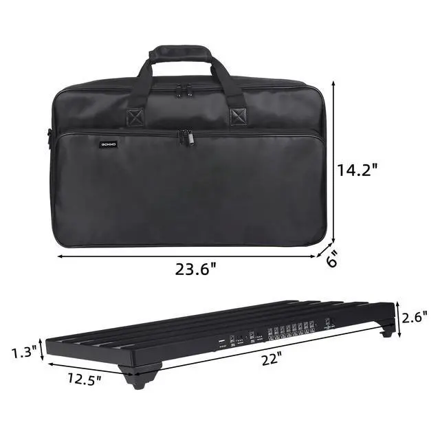 Alt view image 7 of 7 - 22" x 12.5" Guitar Pedal Board with Built-in Power Supply | 10 DC Outputs, 9/12/18V, Includes Mounting Tapes, Lightweight