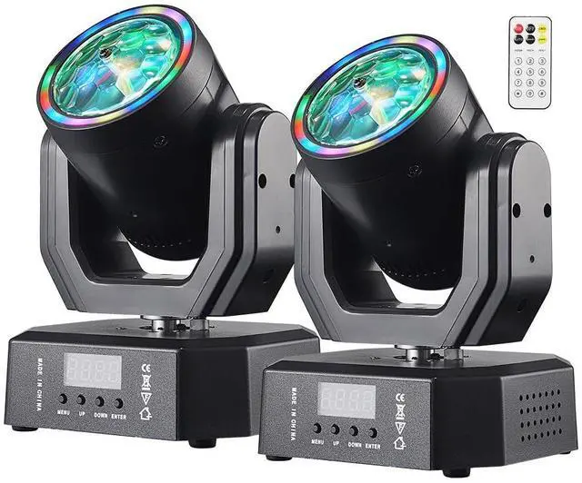 Main image of Mini Moving Head Light, 30W Compact Led DJ Stage Lights Moving Head Beam Spot with Halo Effects, Remote/ DMX512/ Sound Control for Wedding DJ Party Disco Club Small Venues
