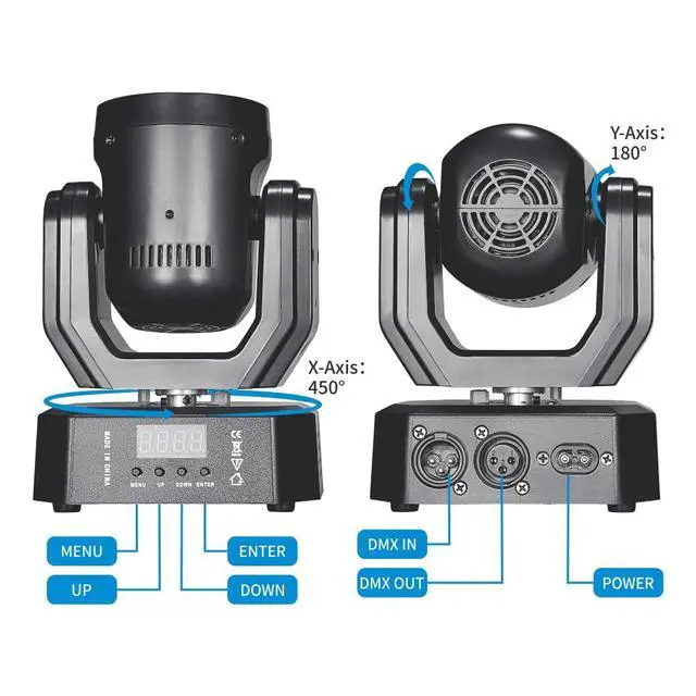 Alt view image 7 of 7 - Mini Moving Head Light, 30W Compact Led DJ Stage Lights Moving Head Beam with Halo Effects, Remote/ DMX512/ Sound Control for Wedding DJ Party Disco Club Small Venues