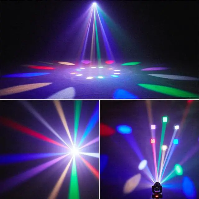Alt view image 3 of 7 - Mini Moving Head Light, 30W Compact Led DJ Stage Lights Moving Head Bee-Eyes with Halo Effects, Remote/ DMX512/ Sound Control for Wedding DJ Party Disco Club Small Venues