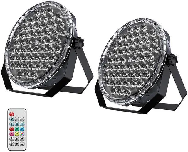 Main image of 54x1W RGB LED Stage DJ Par Lights with Remote Control, 2 Pack | Ultra Slim,RGB,Remote Control,Ultra-Bright LED Panel,One-piece die cast housing,Auto/Sound/DMX512/Master-slave Mode,Portable