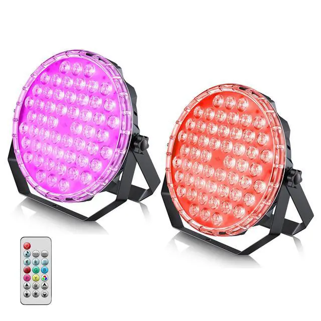 Alt view image 2 of 7 - 54x1W RGB LED Stage DJ Par Lights with Remote Control, 2 Pack | Ultra Slim,RGB,Remote Control,Ultra-Bright LED Panel,One-piece die cast housing,Auto/Sound/DMX512/Master-slave Mode,Portable