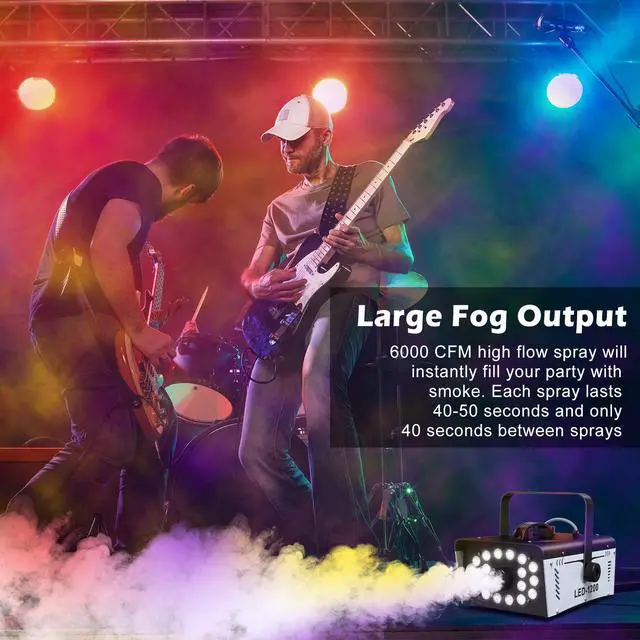 Alt view image 3 of 7 - 1200W Fog Machine Halloween Outdoor, 18 Lights 6000 CFM Smoke Machine Fog | Indoor Fog Machine with Remote for Wedding Party DJ Disco
