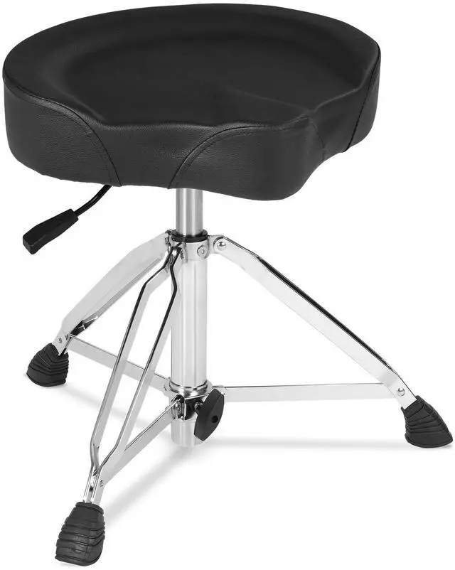 Main image of Hydraulic Drum Throne Black | Nitro Gas Lift Support Easy Adjust Height, Motorcycle wide Saddle Drum Seat,Stable up to 400LB for Heavy Duty Adult Drummers