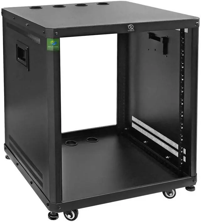 Main image of POMU 12U Network & Stereo Rack with Caster Wheels, Rolling Server Rack Open Cabinet for 19 inches Audio Video Musical & IT Equipment Mounting, Round & Square Holes, Build in Handles Heavy Duty