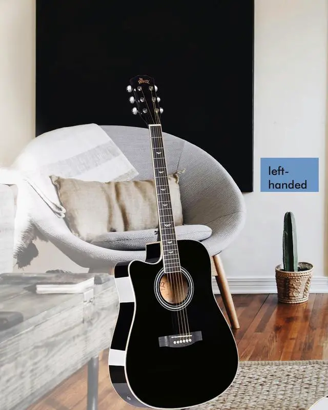 Alt view image 2 of 6 - Electro-Acoustic Guitar for Adults, 4/4 Full Size Beginner Guitar Folk for Children over 12 years (Left Handed Black)