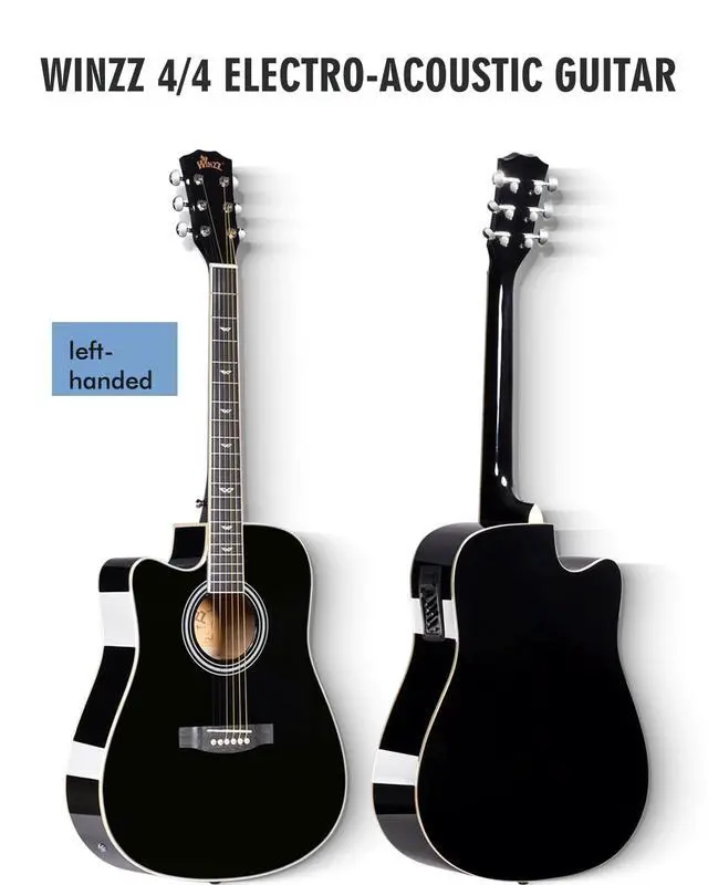 Alt view image 3 of 6 - Electro-Acoustic Guitar for Adults, 4/4 Full Size Beginner Guitar Folk for Children over 12 years (Left Handed Black)
