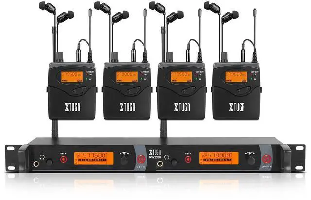 Main image of RW2080 Wireless in Ear Monitor System,4 Bodypacks UHF IEM(902-928mhz) | Wireless IEM System,2*40 Frequencies,300Ft Range,Mono Dual Channel Stage Monitoring for Musicians,Singers,Band,Studio,Church