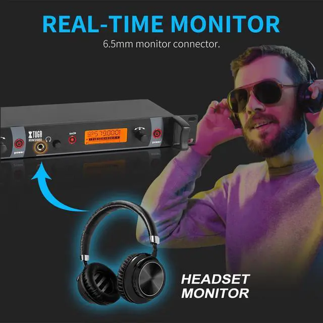 Alt view image 2 of 7 - RW2080 Wireless in Ear Monitor System,4 Bodypacks UHF IEM(902-928mhz) | Wireless IEM System,2*40 Frequencies,300Ft Range,Mono Dual Channel Stage Monitoring for Musicians,Singers,Band,Studio,Church