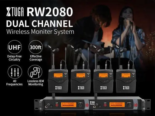 Alt view image 7 of 7 - RW2080 Wireless in Ear Monitor System,4 Bodypacks UHF IEM(902-928mhz) | Wireless IEM System,2*40 Frequencies,300Ft Range,Mono Dual Channel Stage Monitoring for Musicians,Singers,Band,Studio,Church