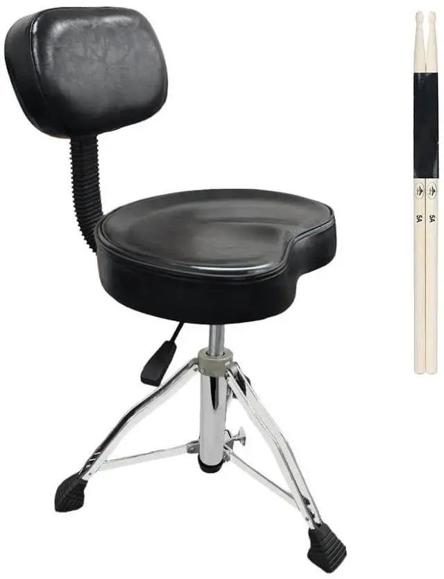 Main image of Hydraulic Drum Throne with Backrest Height Adjustable Heavy Duty Drum Stool Extra Wide Saddle Seat with Non-Slip Base Thick Padded Drum Chair for Adult Drummers Guitar Players