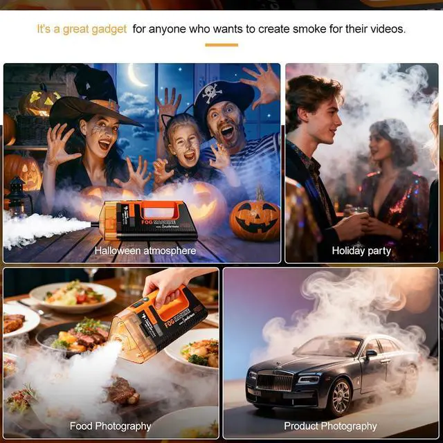 Alt view image 3 of 7 - Rechargeable Portable Fog Machine, SMOKE MASTER PRO 100W Handheld Smoke Machine,Outdoor Remote Control Indoor for Photography,Halloween, Party,Stage Effects, Disinfection or Weddings