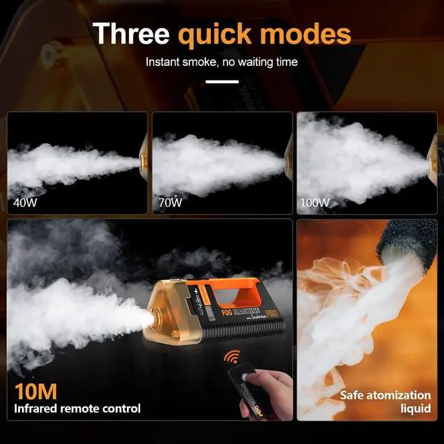 Alt view image 6 of 7 - Rechargeable Portable Fog Machine, SMOKE MASTER PRO 100W Handheld Smoke Machine,Outdoor Remote Control Indoor for Photography,Halloween, Party,Stage Effects, Disinfection or Weddings