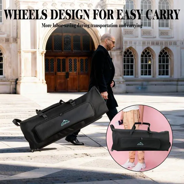 Alt view image 6 of 7 - Drum Hardware Bag with Wheels, Heavy-Duty Rolling Drum Hardware Case for Percussion Stands, Cymbal Stands, Pedals & Drum Accessories, Large Capacity Wheeled Drum Carry Bag