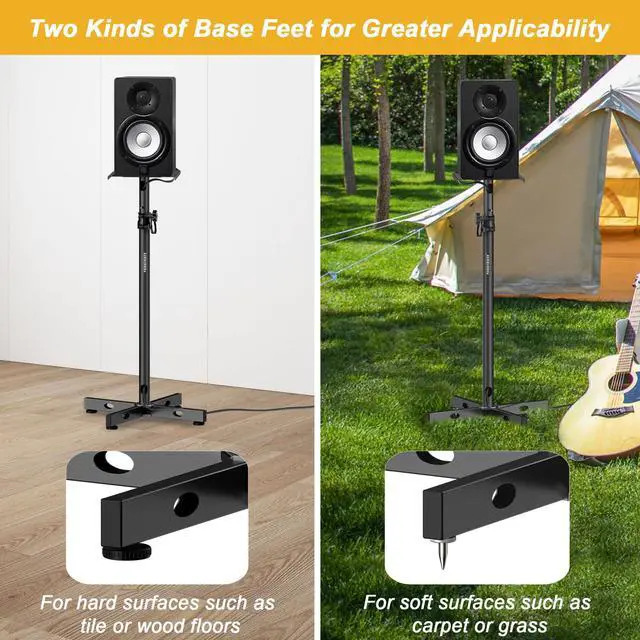 Alt view image 5 of 7 - Studio Monitor Stands Speaker Stands Pair with Cable Management | Adjustable Height 33"-51", Floor Speaker Stand, for Monitor Speakers Laptop Projector CD Player
