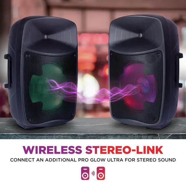 Alt view image 6 of 7 - Pro Glow Ultra 300W Bluetooth PA Party Speaker with Lights | Party Lights, Karaoke Mic, USB Charging and Playback, App Control, for Karaoke and Parties