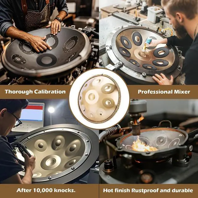 Alt view image 4 of 7 - Handpan 22 Inches Drum Set, 440Hz 10 Notes Hand Drum Instrument, Premium Steel Hand Drum, Includes Carrying Case, Drumsticks, Spiral Wraps, Instruction Guide